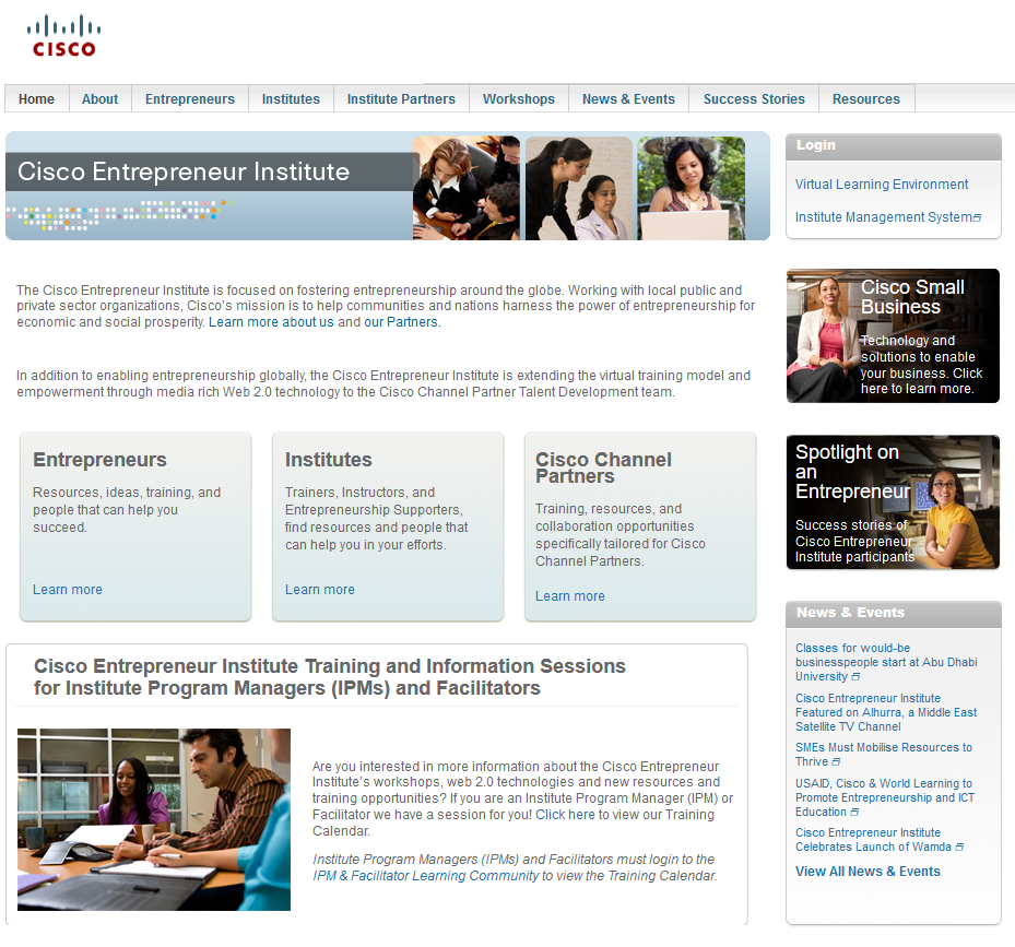 Cisco Entrepreneur Website